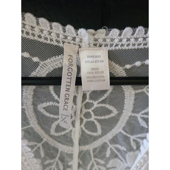 FORGOTTEN GRACE Ivory Lace Sheer Robe Swim Coverup Women's Size L/XL 3/4 Sleeve - Picture 2 of 4